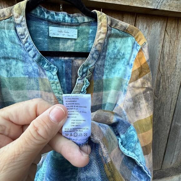 ISABELLE SINCLAIR lightweight flannel long sleeve TOP Shirt ANTHROPOLOGIE Large - Picture 6 of 6